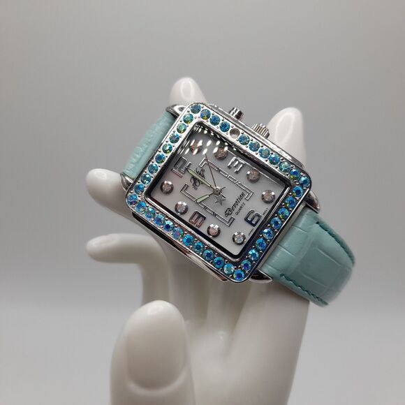 Kirks Folly Devotion Watch Aurora Borealis Crystal Accents Leather - Picture 3 of 12